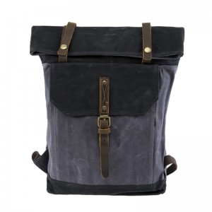 18SC-6776M Пользовательский холщовый рюкзак с натуральной кожей, несколькими карманами, рюкзак-органайзер для студентов колледжа
